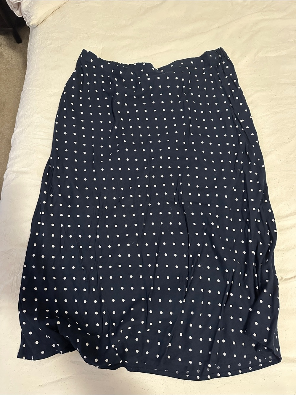 Old Navy Navy and White Polka Dot Midi Skirt